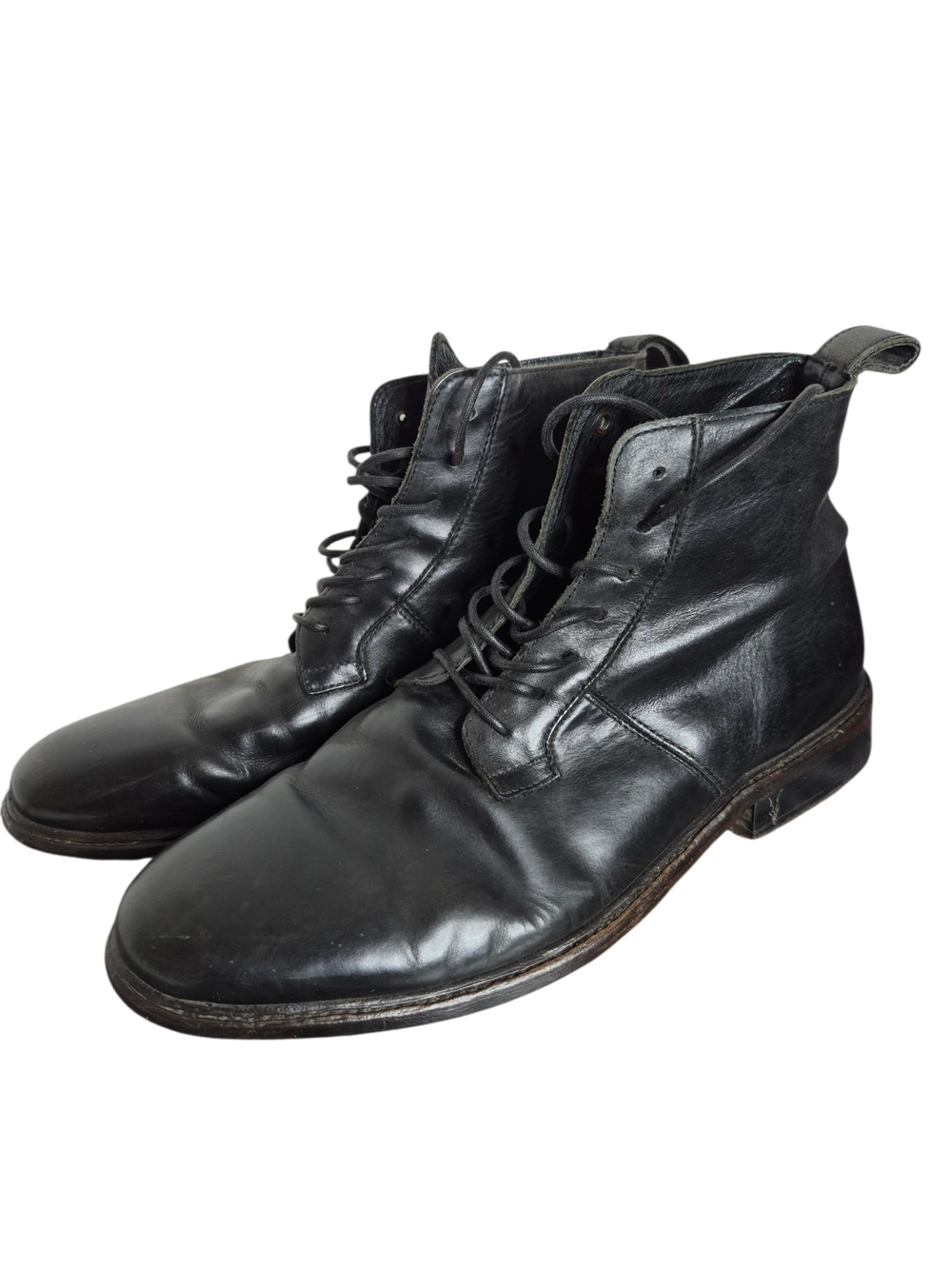 AllSaints Leven Black Leather Lace Up Ankle Boots Mens EU 42 US 9